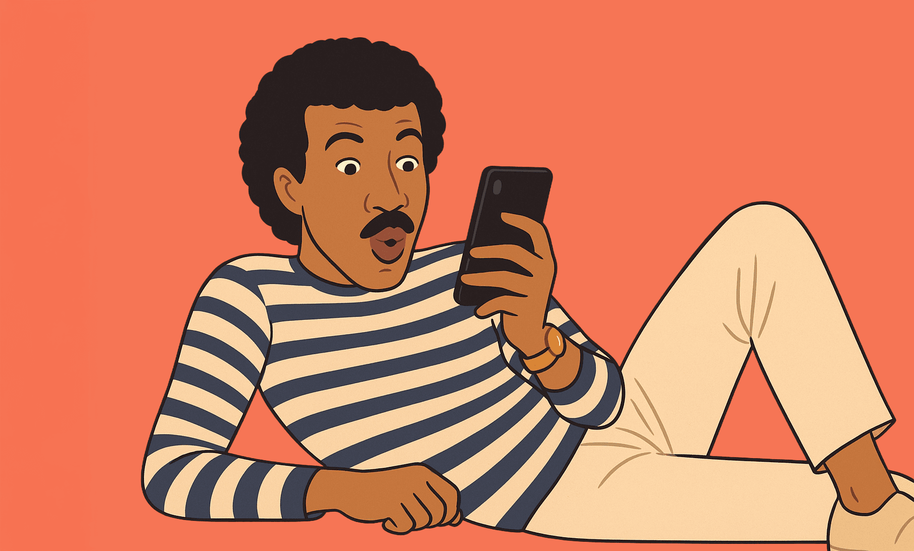 Lionel with his new phone